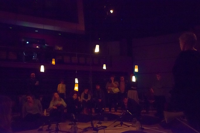 Eight Years, eight ice lanterns in a circle, melting and triggering sound. ACCA Brighton, 2020.