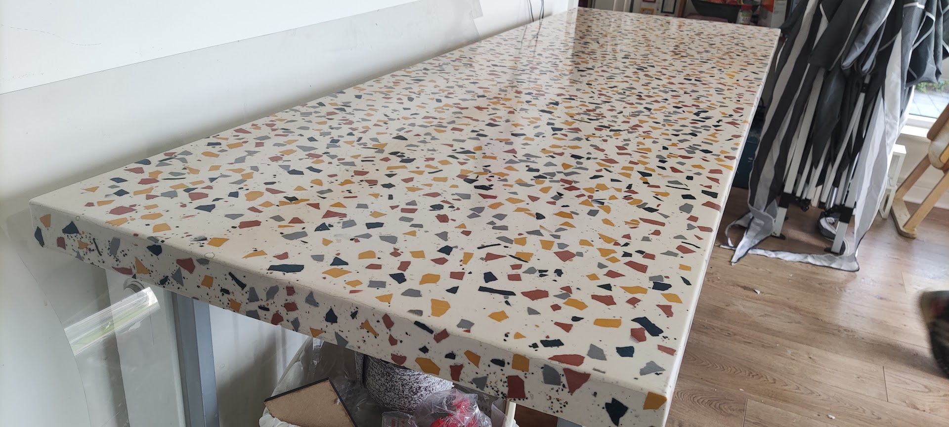Furniture for Home, bespoke Jesmonite and timber pieces.