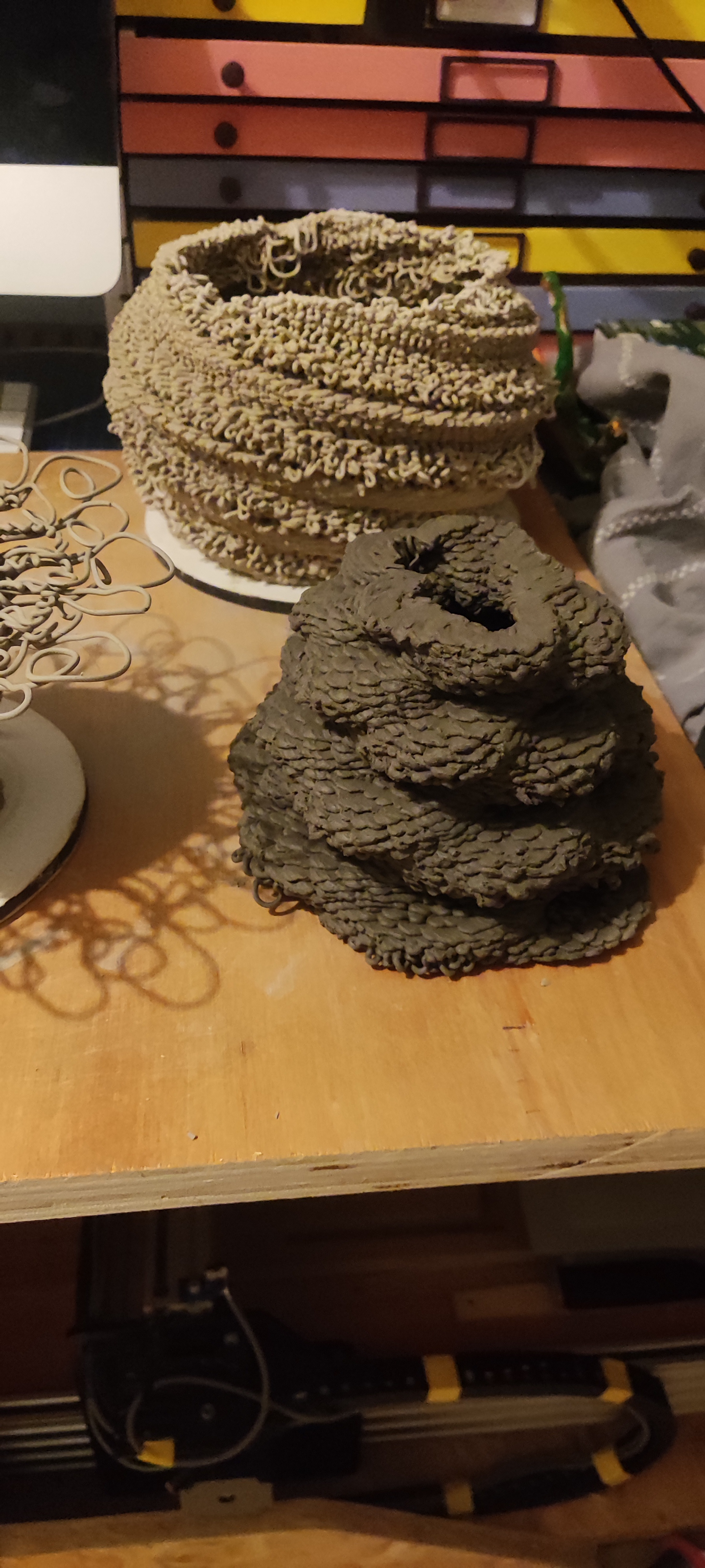 Printed form with Perlin noise applied to path, surface texture visible, form intact.