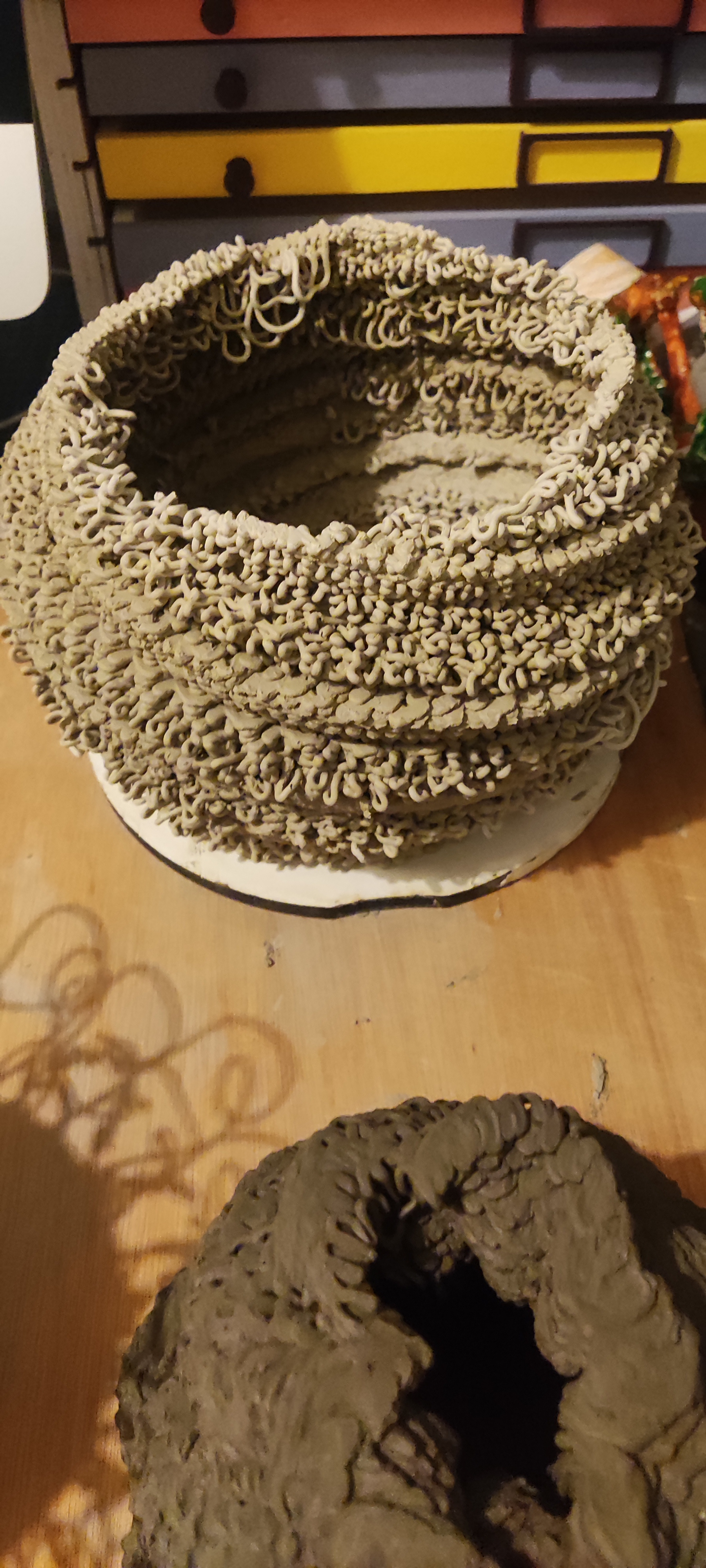 Scripted ceramic form, detail.